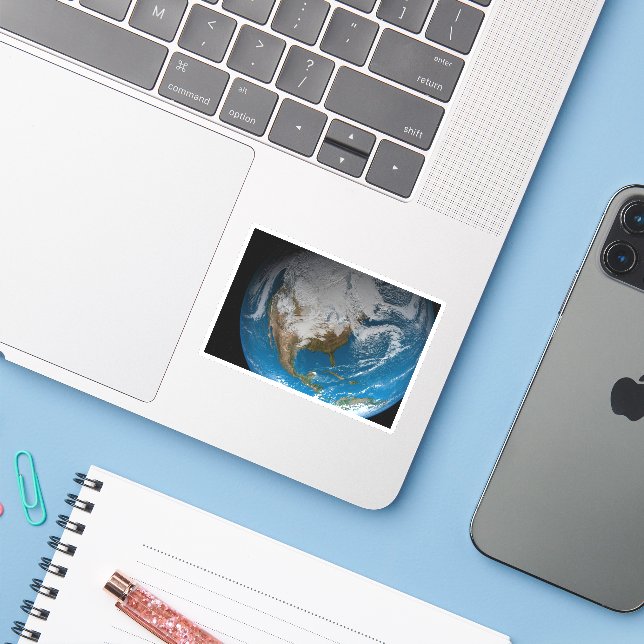 Ful Earth With Simulated Clouds Over North America Sticker (Laptop w/ iPhone)
