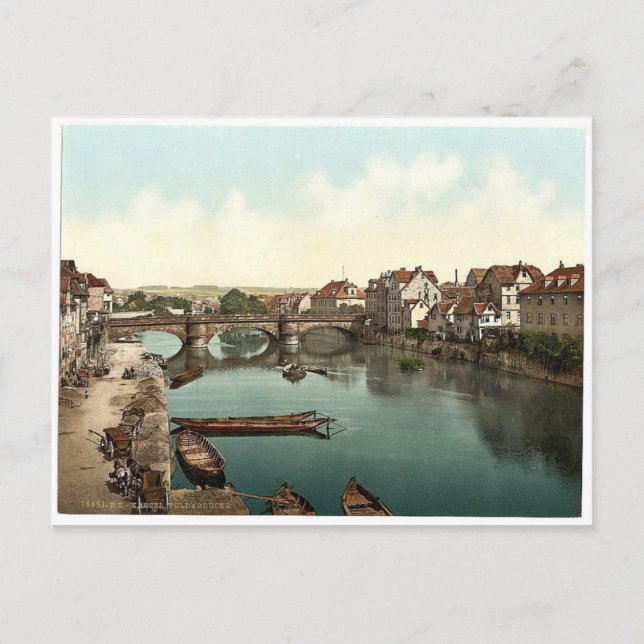 Fulda Bridge, Cassel (i.e., Kassel), Hesse-Nassau, Postcard (Front)
