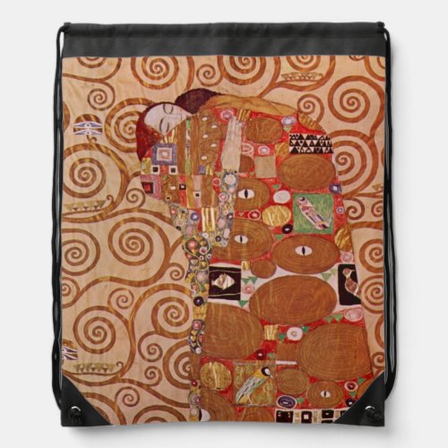 Fulfillment by Gustav Klimt Vintage Art Nouveau Drawstring Bag