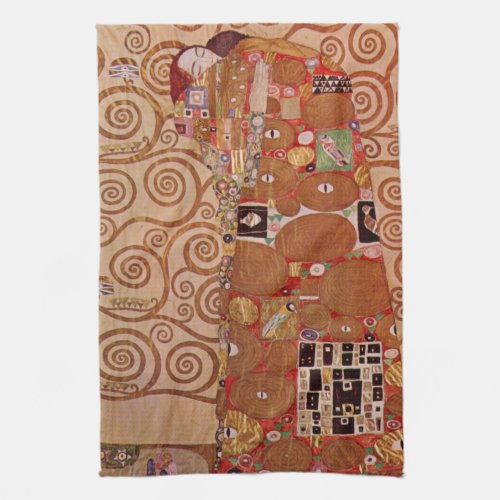 Fulfillment by Gustav Klimt Vintage Art Nouveau Kitchen Towel