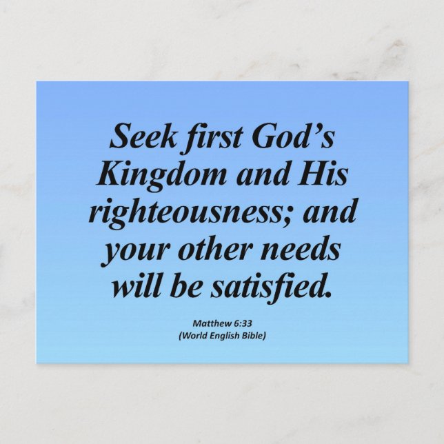 Fulfillment Matthew 6:33 Abbrev Postcard (Front)