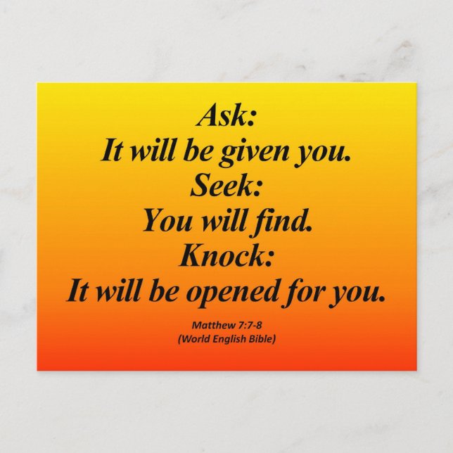 Fulfillment Matthew 7:7-8 Abbrev Postcard (Front)