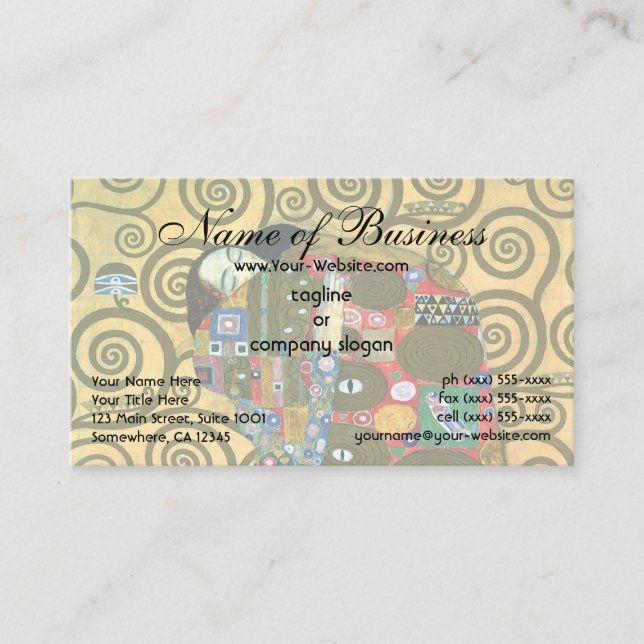 Fulfillment (The Embrace) by Gustav Klimt Business Card (Front)