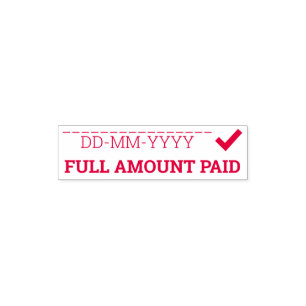 "FULL AMOUNT PAID" & Check Mark Icon Rubber Stamp