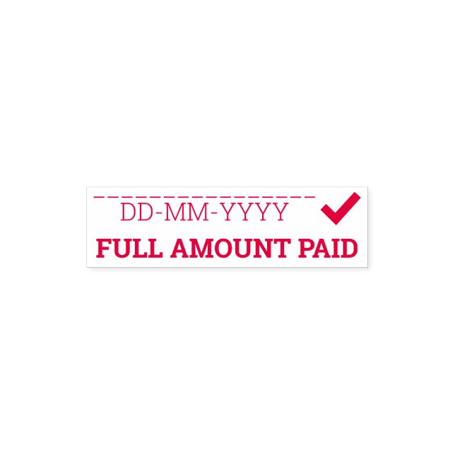 "FULL AMOUNT PAID" & Check Mark Icon Rubber Stamp (Design)