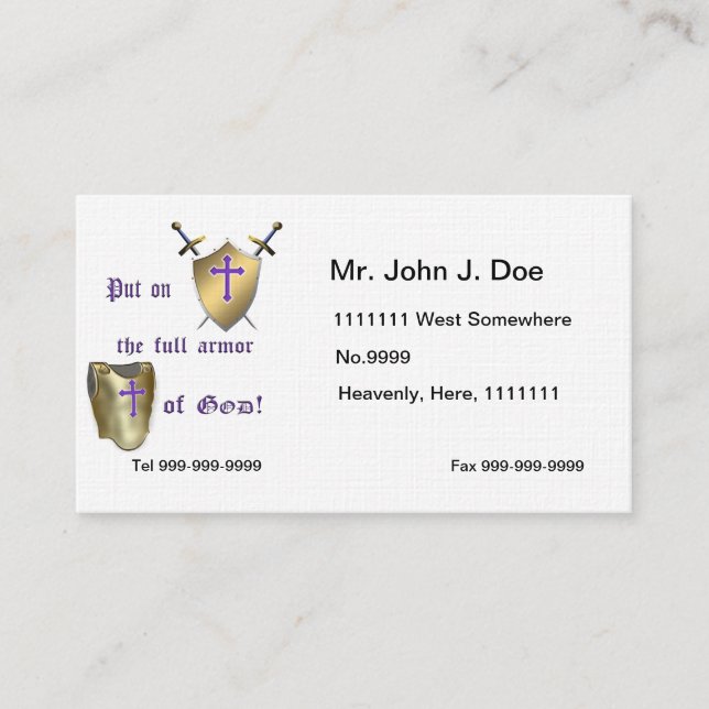 Full Armor of God Business Card (Front)