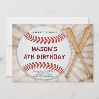 Full baseball birthday invitation