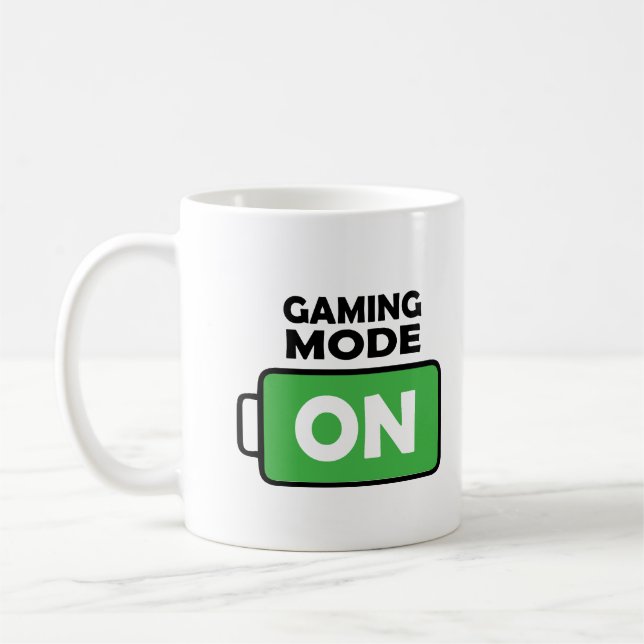 Full Battery Gaming Mug – Gamer Mode ON Coffee Cup (Left)