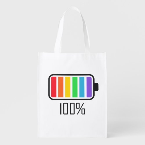 Full battery rainbow colors grocery bag