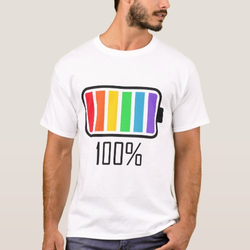 Full battery rainbow colors T_Shirt