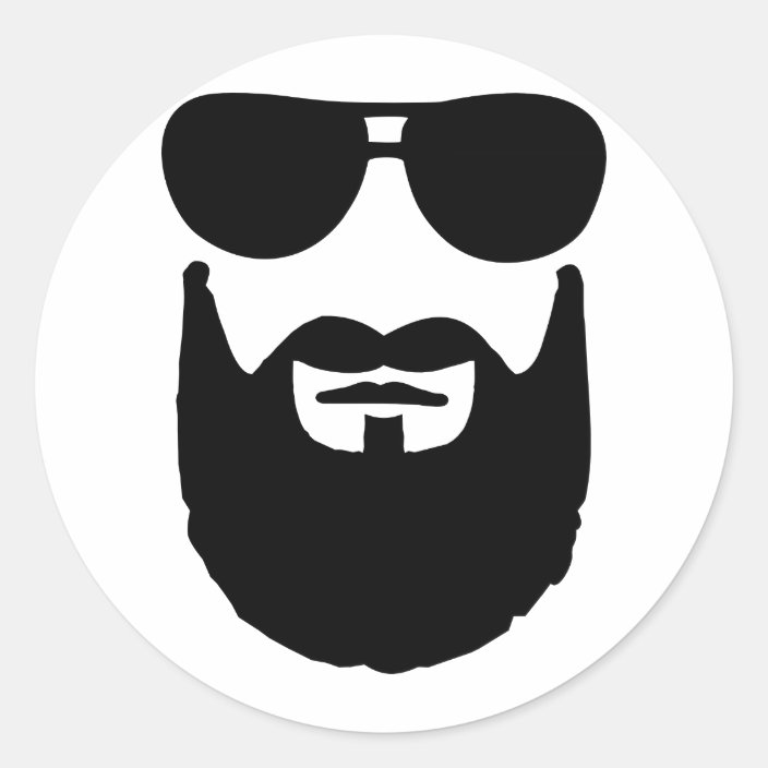Full beard sunglasses classic round sticker