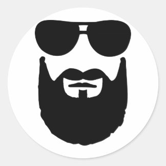 Full beard sunglasses classic round sticker
