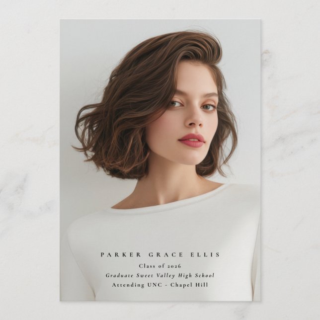 Full Bleed Elegant Photo Graduation Announcement (Front)