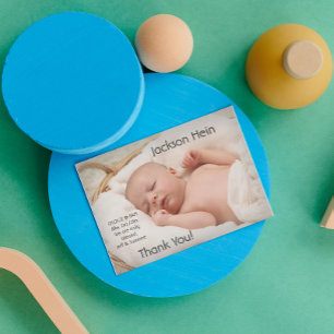Full Bleed Photo Birth Announcement Thank You Card