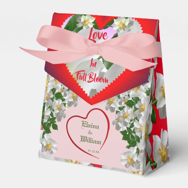 Full Bloom Love Wedding Party Favor Boxes (Front Side)