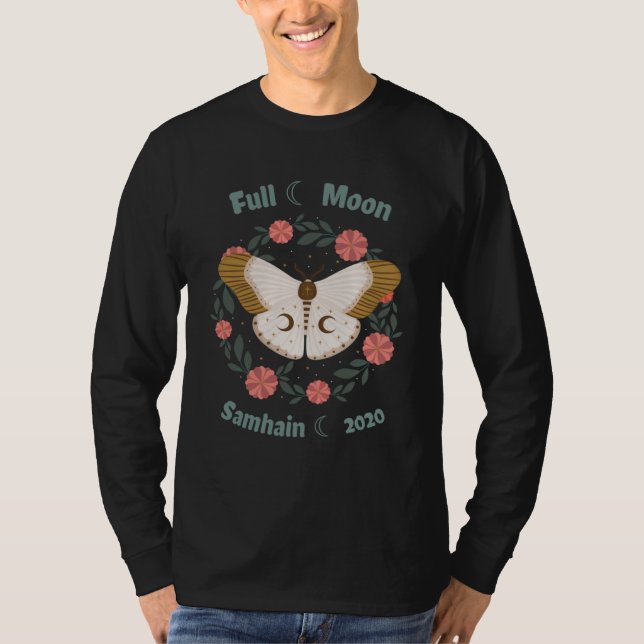 Full Blue Moon Samhain 2020 Moth Garland T-Shirt (Front)