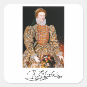 Full Body Portrait of Queen Elizabeth I of England Square Sticker