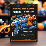 Full Boy Cool Nerf Wars Party Top Gun 8th Birthday Invitation