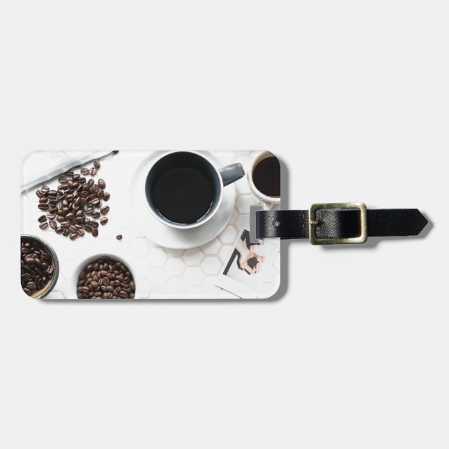 full caff coffee buzz luggage tag (Front Horizontal)