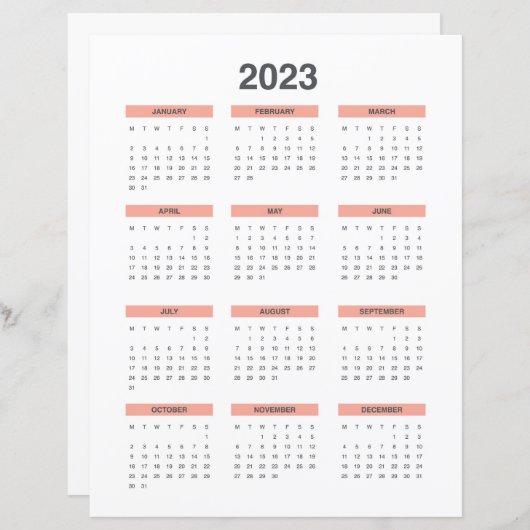 Full Calendar 2023 start from monday (Front/Back)