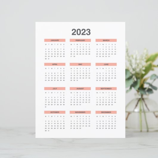 Full Calendar 2023 start from monday (Standing Front)