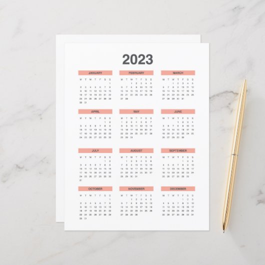 Full Calendar 2023 start from monday (Front/Back In Situ)