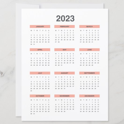 Full Calendar 2023 start from monday (Front)