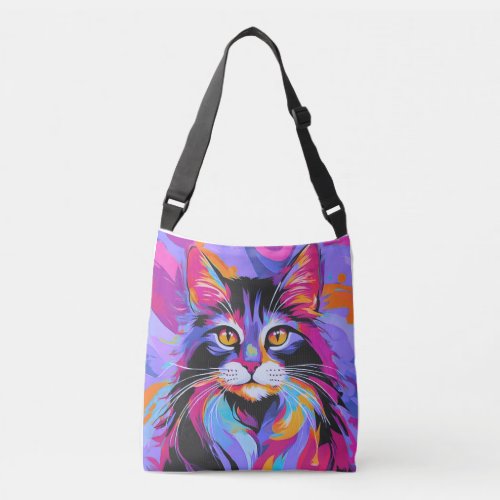full color cat art tote bag