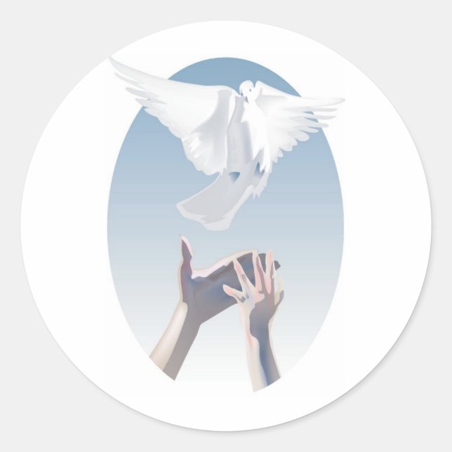 Full Color Dove and Hands Image Classic Round Sticker (Front)