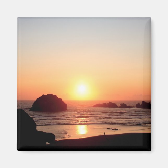 Full Color Face Rock Sunset Oregon Coast Magnet (Front)