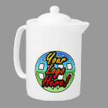 Full Color Logo Teapot Pitcher w/Lid