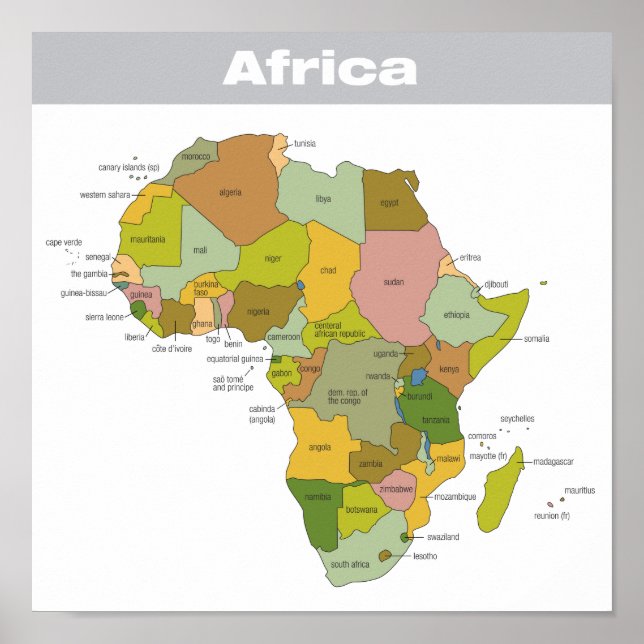 Full Color Map of Africa Poster (Front)