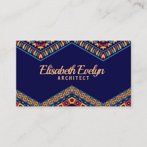 Full color pattern with ethnic ornaments business card