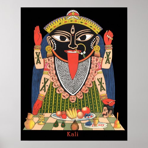 Full Color Poster of the Hindu Goddess Kali