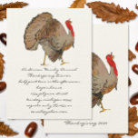 Full color Simple Traditional Turkey Thanksgiving  Invitation