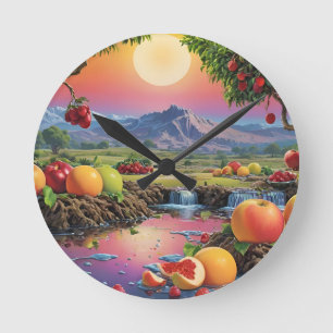 Full Color Spectrum of Fruit 1 Round Clock