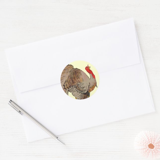 Full Color Thanksgiving Turkey Classic Round Sticker (Envelope)