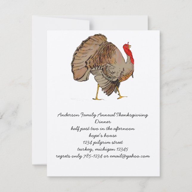 Full Color Thanksgiving Turkey Invitation (Front)