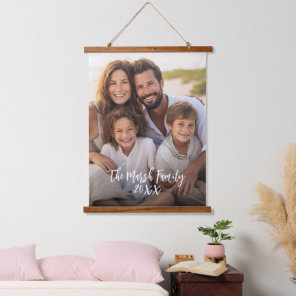 Full Coverage Photo Vertical - Custom Script Text Hanging Tapestry