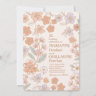 Full Custom Color Boho Floral Wedding Invitation