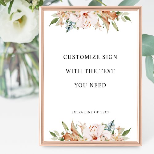 Full Custom Text Earthy Blooms Wedding Sign