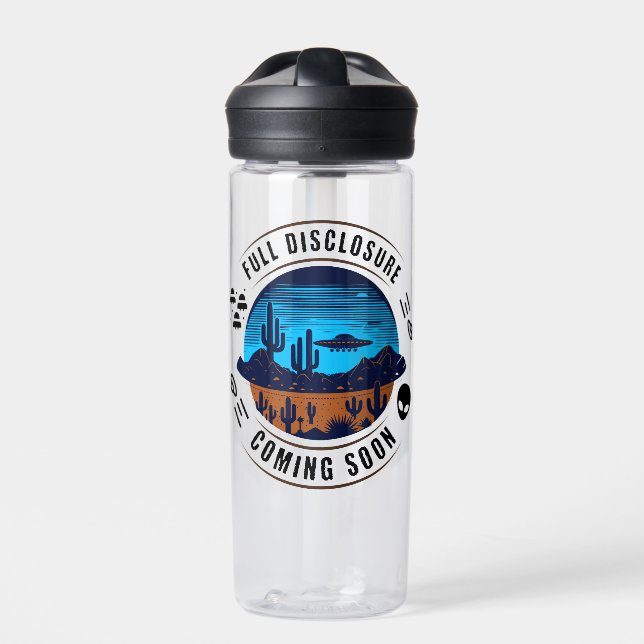 Full Disclosure Coming Soon | UFO in the Desert Water Bottle (Front)