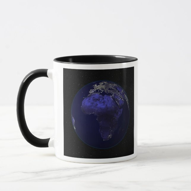 Full Earth at night showing Africa and Europe Mug (Left)