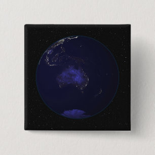 Full Earth at night showing city lights 2 Pinback Button