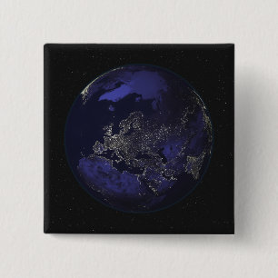 Full Earth at night showing city lights 3 Pinback Button
