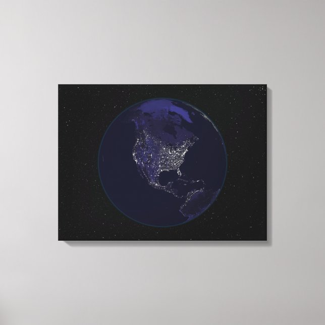 Full Earth at night showing city lights 4 Canvas Print (Front)