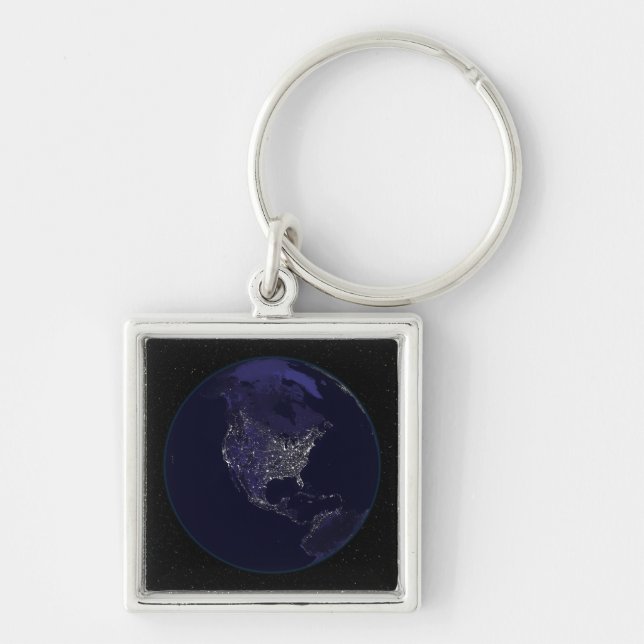 Full Earth at night showing city lights 4 Keychain (Front)