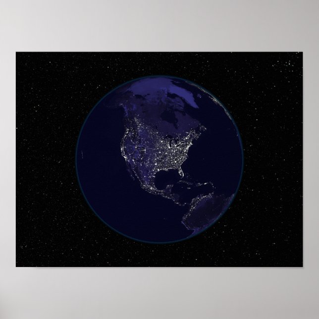 Full Earth at night showing city lights 4 Poster (Front)