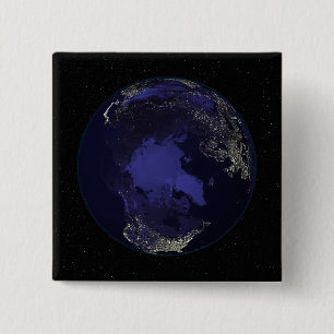 Full Earth at night showing city lights 5 Button