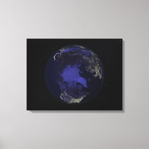 Full Earth at night showing city lights 5 Canvas Print